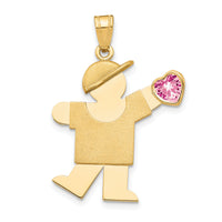 14k Boy with CZ October Birthstone Charm-XK265OCT