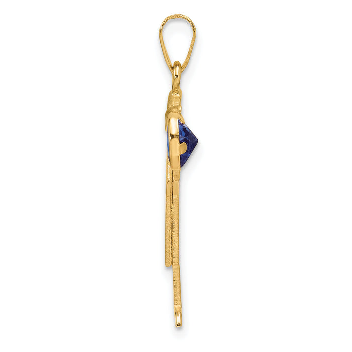 14k Boy with CZ September Birthstone Charm-XK265SEP