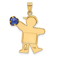 14k Boy with CZ September Birthstone Charm-XK265SEP