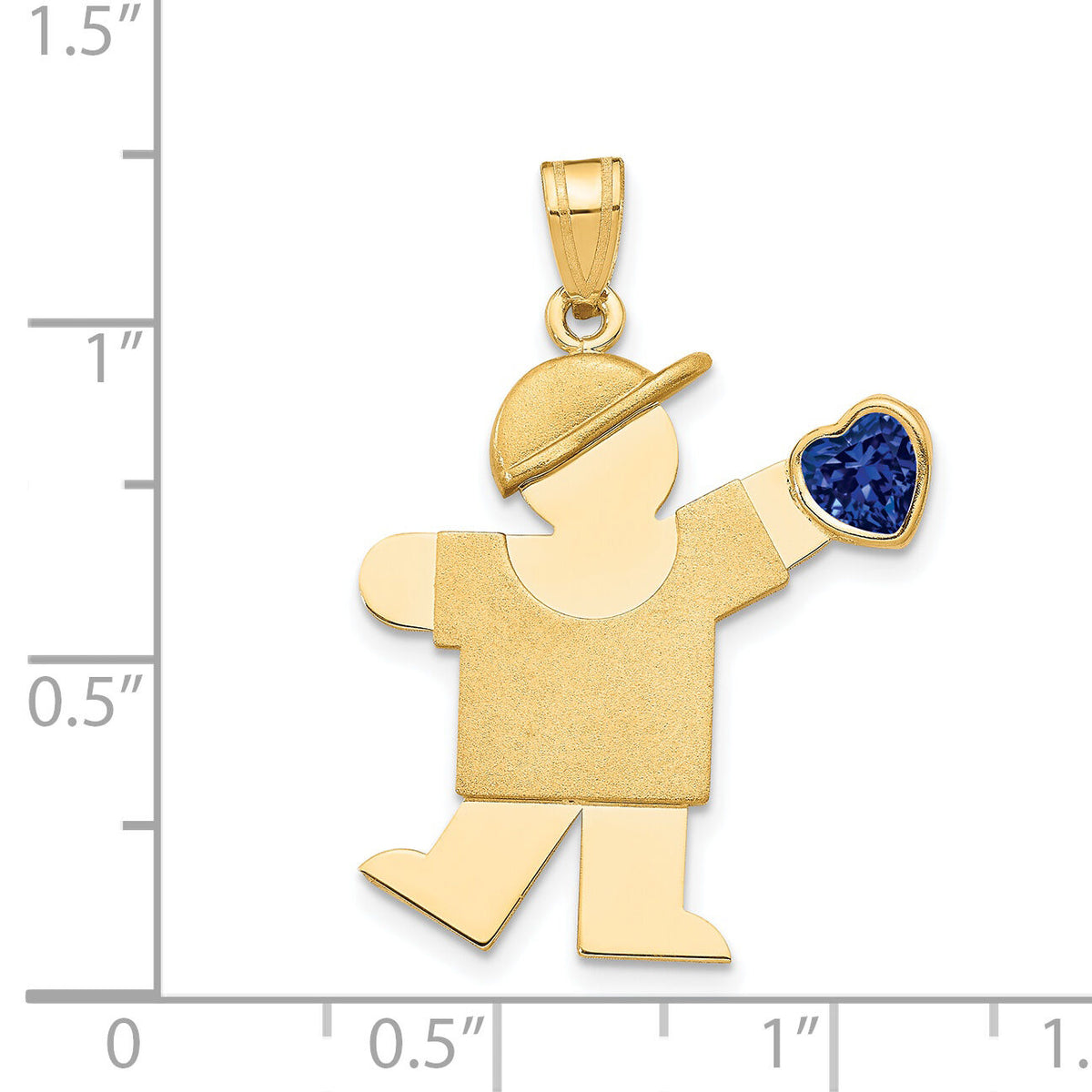 14k Boy with CZ September Birthstone Charm-XK265SEP