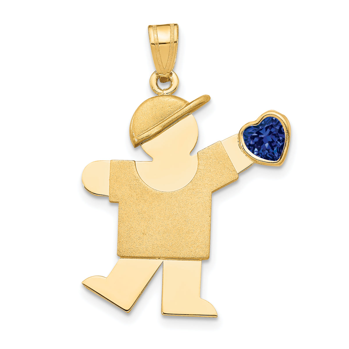 14k Boy with CZ September Birthstone Charm-XK265SEP