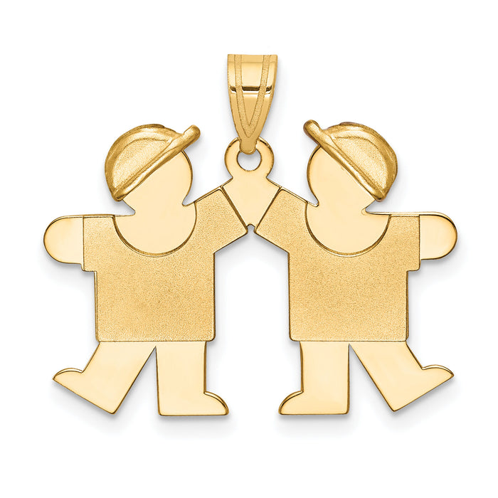 14k Solid Double Boys Engravable Charm-XK285