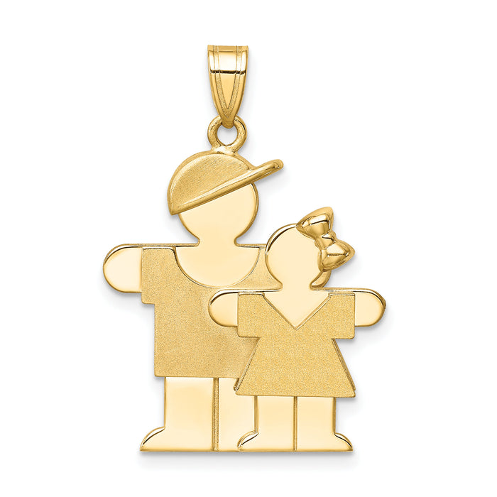 14k Big Boy and Little Girl Engravable Charm-XK292