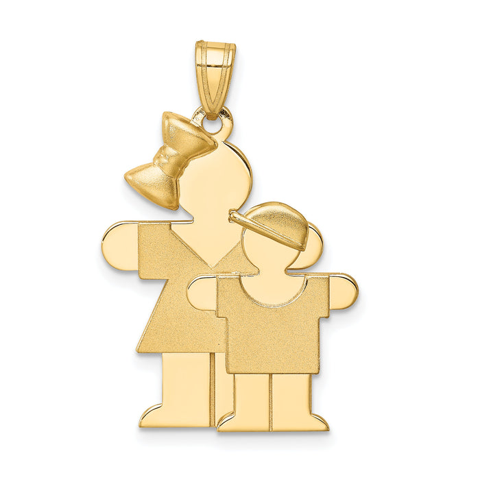 14k Big Girl and Little Boy Engravable Charm-XK293