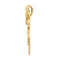 14k Solid Engravable Large Double Girls with Bows Charm-XK298