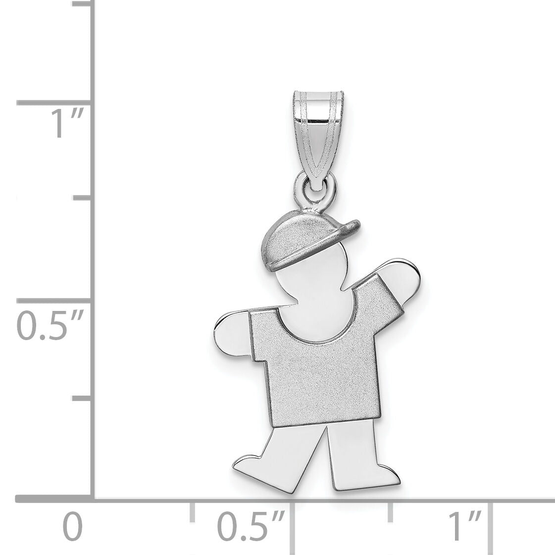 14k White Gold Small Boy w/Hat on Left Engravable Charm-XK302