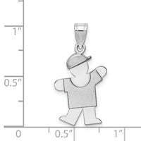 14k White Gold Small Boy w/Hat on Left Engravable Charm-XK302