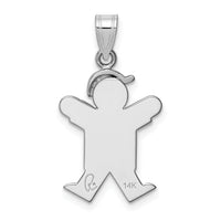 14k White Gold Small Boy w/Hat on Right Engravable Charm-XK303