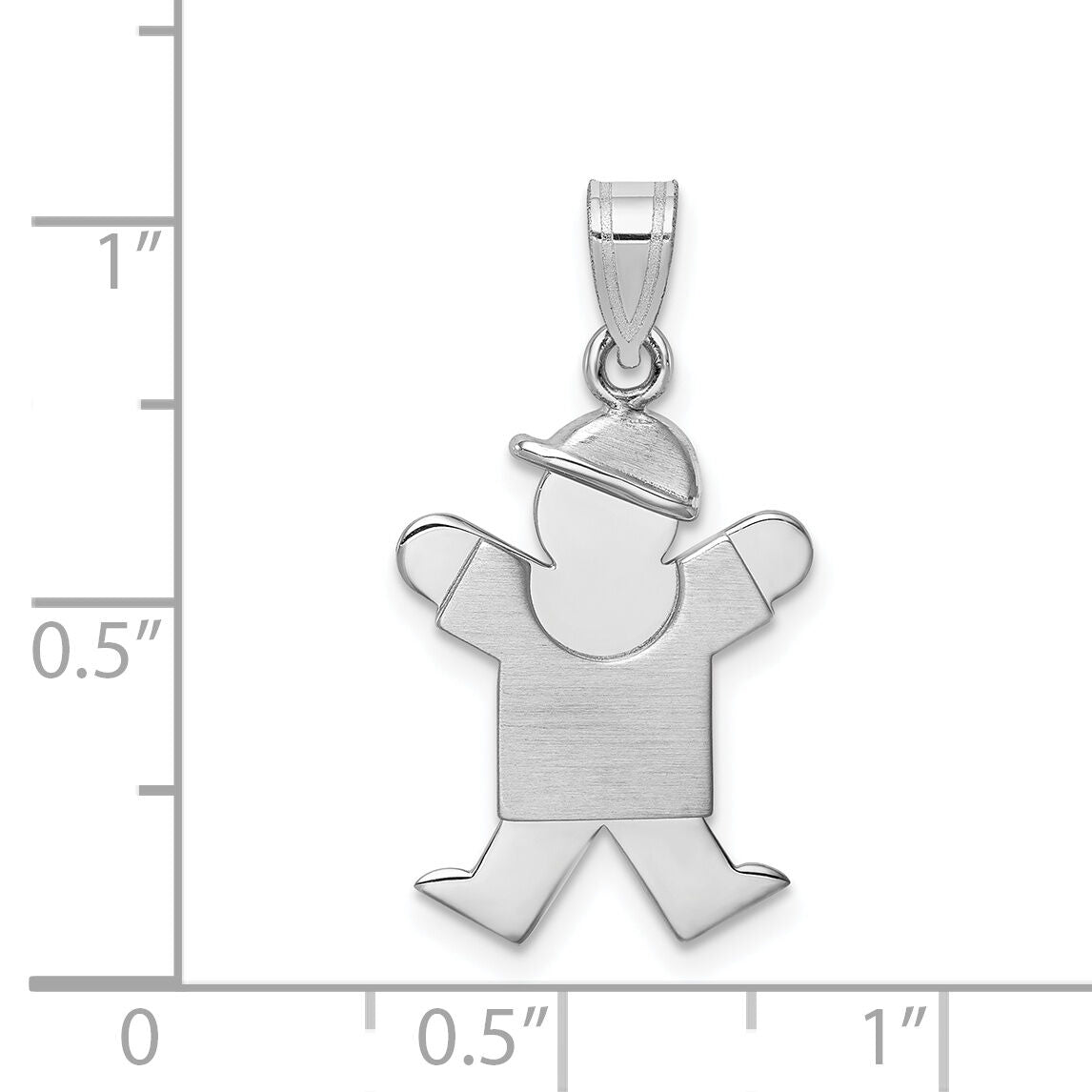 14k White Gold Small Boy w/Hat on Right Engravable Charm-XK303