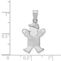 14k White Gold Small Boy w/Hat on Right Engravable Charm-XK303