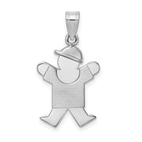 14k White Gold Small Boy w/Hat on Right Engravable Charm-XK303