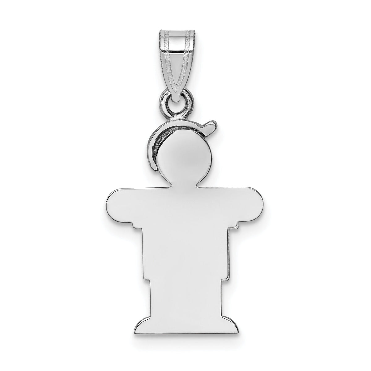 14k White Gold Small Boy w/Hat on Right Engravable Charm-XK304