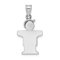 14k White Gold Small Boy w/Hat on Right Engravable Charm-XK304