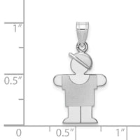 14k White Gold Small Boy w/Hat on Right Engravable Charm-XK304