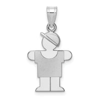 14k White Gold Small Boy w/Hat on Right Engravable Charm-XK304