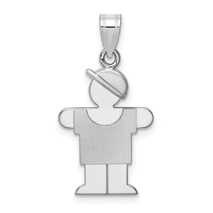 14k White Gold Small Boy w/Hat on Right Engravable Charm-XK304