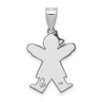 14k White Gold Small Girl w/Bow on Left Engravable Charm-XK305