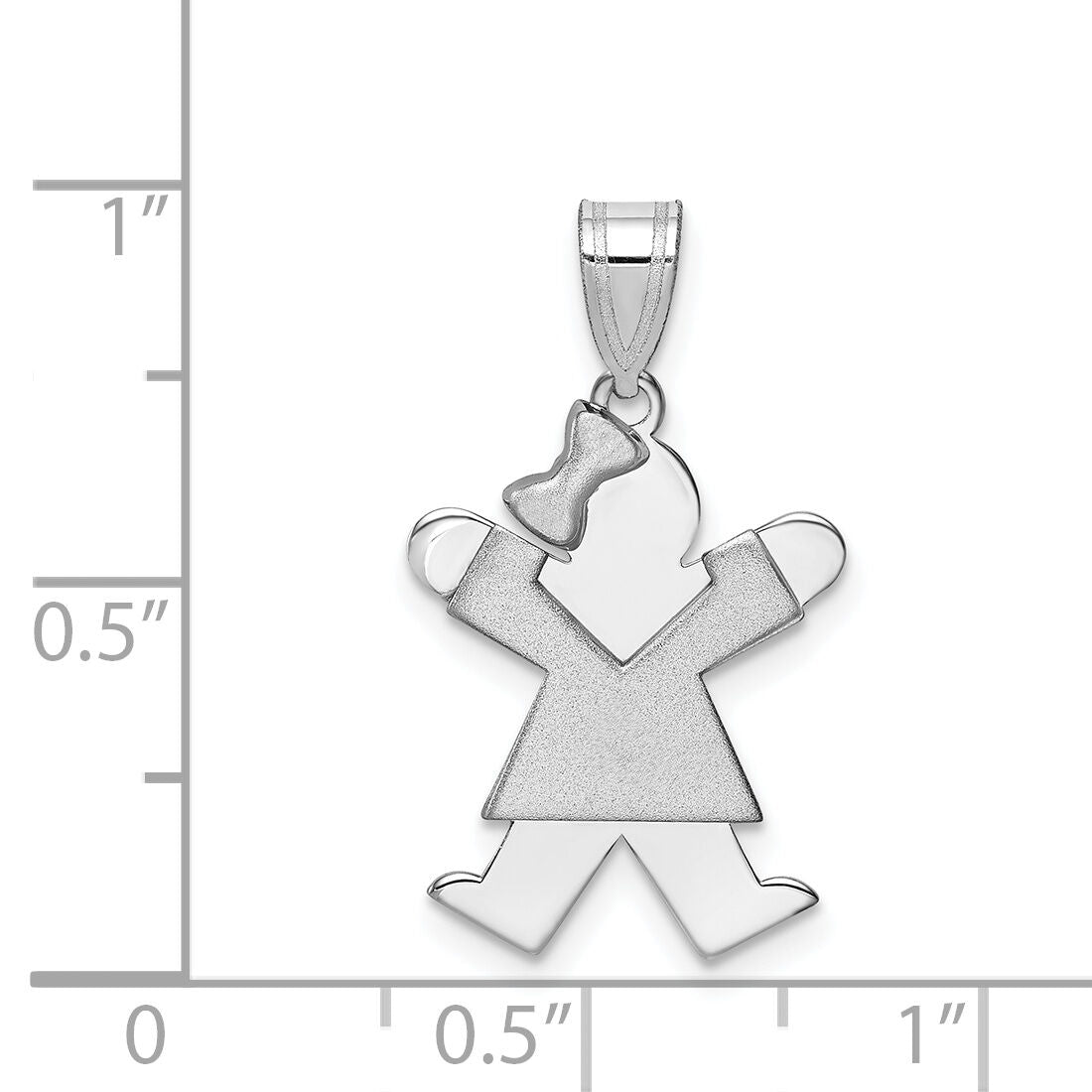 14k White Gold Small Girl w/Bow on Left Engravable Charm-XK305