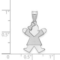 14k White Gold Small Girl w/Bow on Left Engravable Charm-XK305