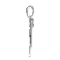 14k White Gold Small Girl w/Bow on Left Engravable Charm-XK306