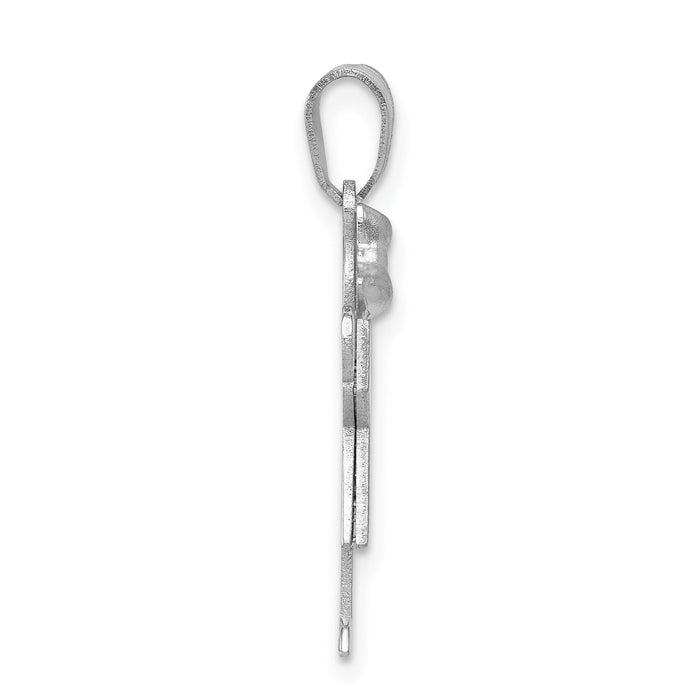14k White Gold Small Girl w/Bow on Left Engravable Charm-XK306