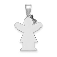 14k White Gold Small Girl w/Bow on Left Engravable Charm-XK306