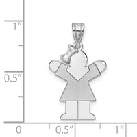 14k White Gold Small Girl w/Bow on Left Engravable Charm-XK306