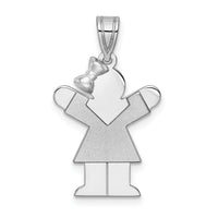 14k White Gold Small Girl w/Bow on Left Engravable Charm-XK306