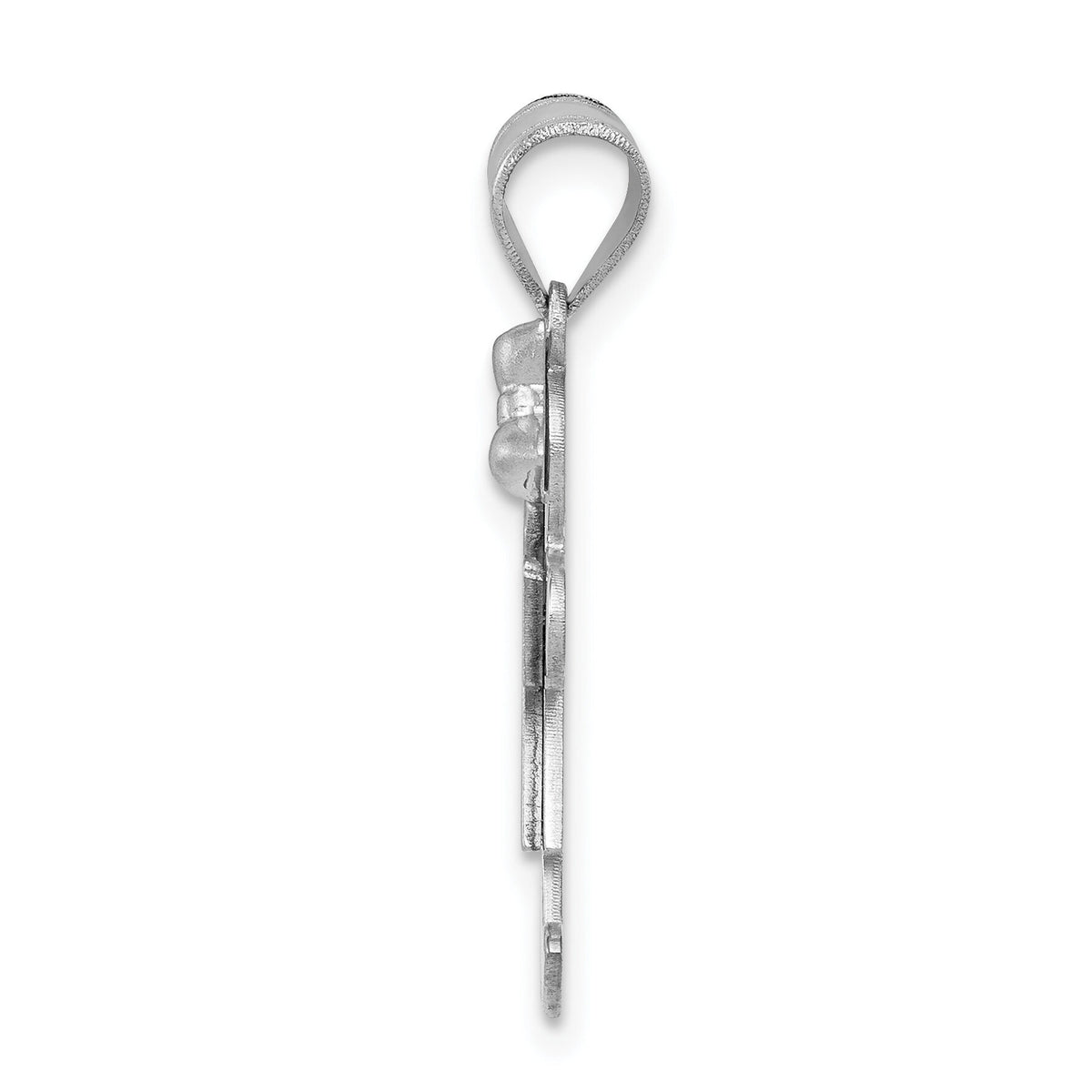 14k White Gold Small Girl w/Bow on Right Engravable Charm-XK307
