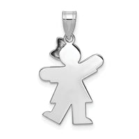 14k White Gold Small Girl w/Bow on Right Engravable Charm-XK307