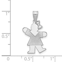 14k White Gold Small Girl w/Bow on Right Engravable Charm-XK307