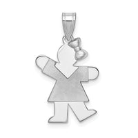 14k White Gold Small Girl w/Bow on Right Engravable Charm-XK307