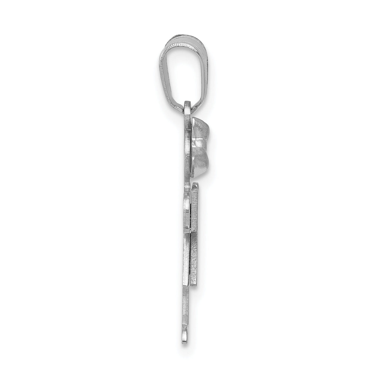 14k White Gold Small Girl w/Bow on Left Engravable Charm-XK308