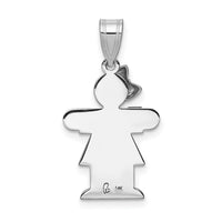 14k White Gold Small Girl w/Bow on Left Engravable Charm-XK308