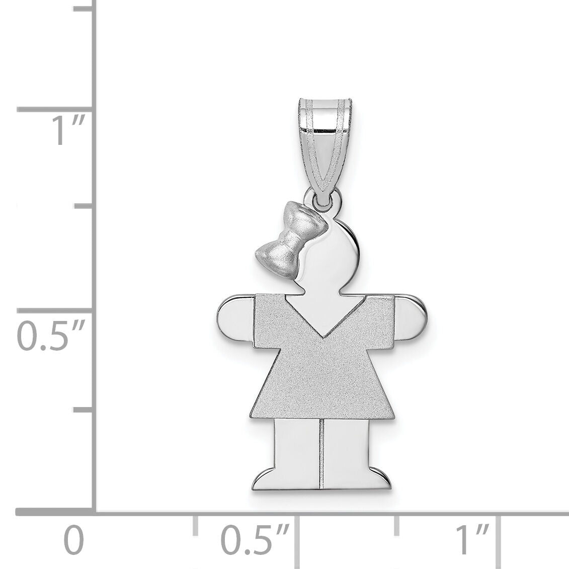 14k White Gold Small Girl w/Bow on Left Engravable Charm-XK308