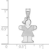 14k White Gold Small Girl w/Bow on Left Engravable Charm-XK308