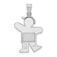14k White Gold Medium Boy w/Hat on Left Engravable Charm-XK316