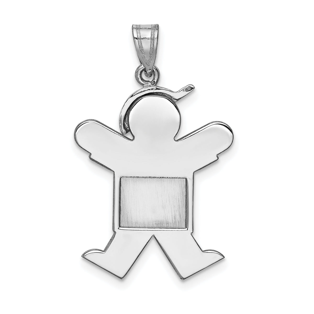 14k White Gold Medium Boy w/Hat on Right Engravable Charm-XK317