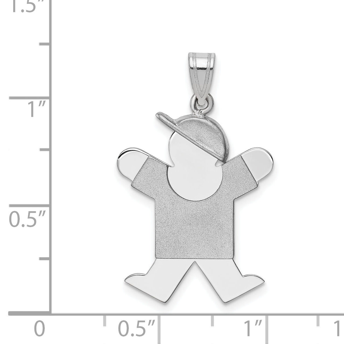 14k White Gold Medium Boy w/Hat on Right Engravable Charm-XK317