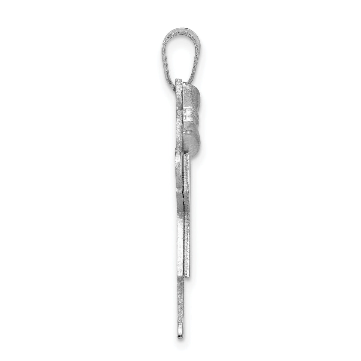 14k White Gold Medium Girl w/Bow on Left Engravable Charm-XK319