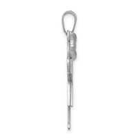 14k White Gold Medium Girl w/Bow on Left Engravable Charm-XK319