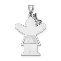 14k White Gold Medium Girl w/Bow on Left Engravable Charm-XK319