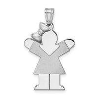 14k White Gold Medium Girl w/Bow on Left Engravable Charm-XK319
