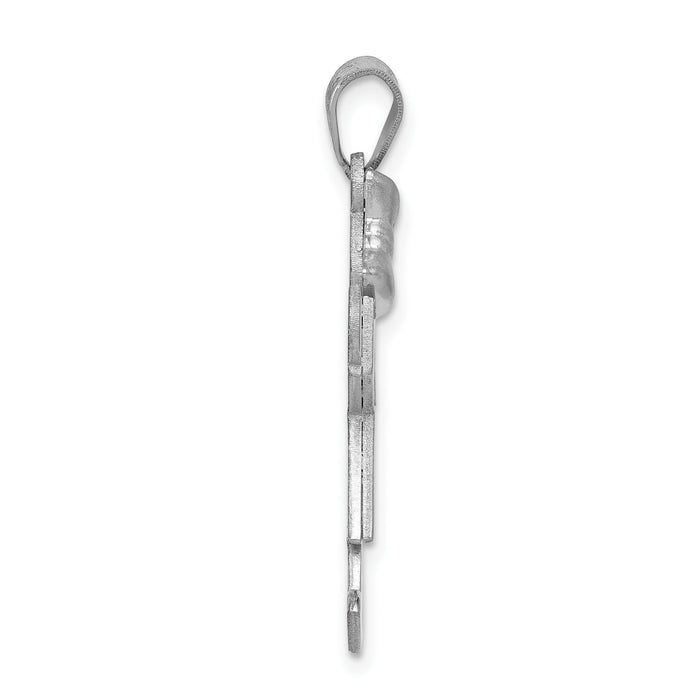 14k White Gold Medium Girl w/Bow on Left Engravable Charm-XK321