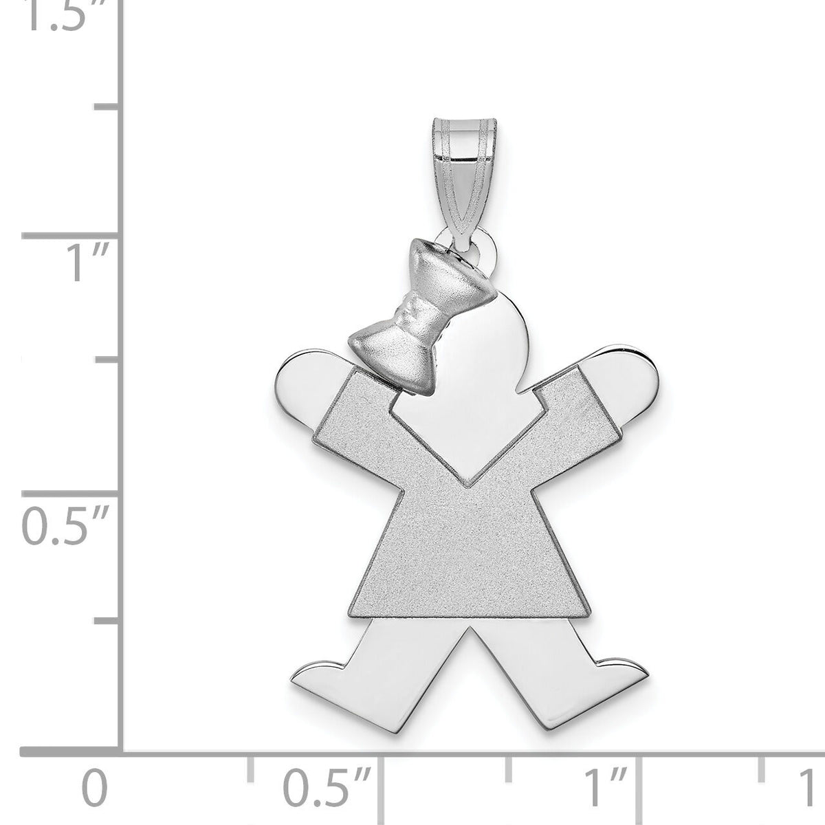 14k White Gold Medium Girl w/Bow on Left Engravable Charm-XK321