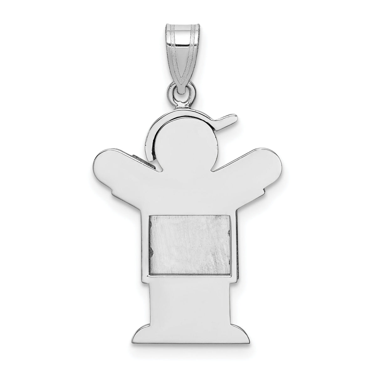 14k White Gold Medium Boy w/Hat on Right Engravable Charm-XK323