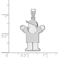 14k White Gold Medium Boy w/Hat on Right Engravable Charm-XK323