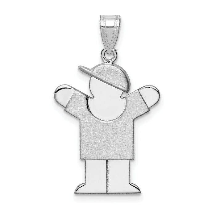 14k White Gold Medium Boy w/Hat on Right Engravable Charm-XK323