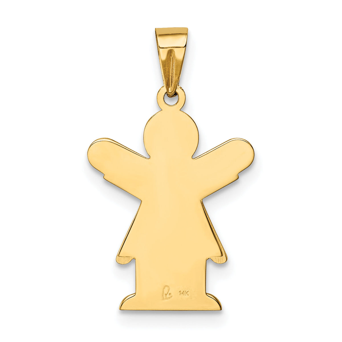 14k Satin Engravable Girl w/Ruffled Skirt Charm-XK349