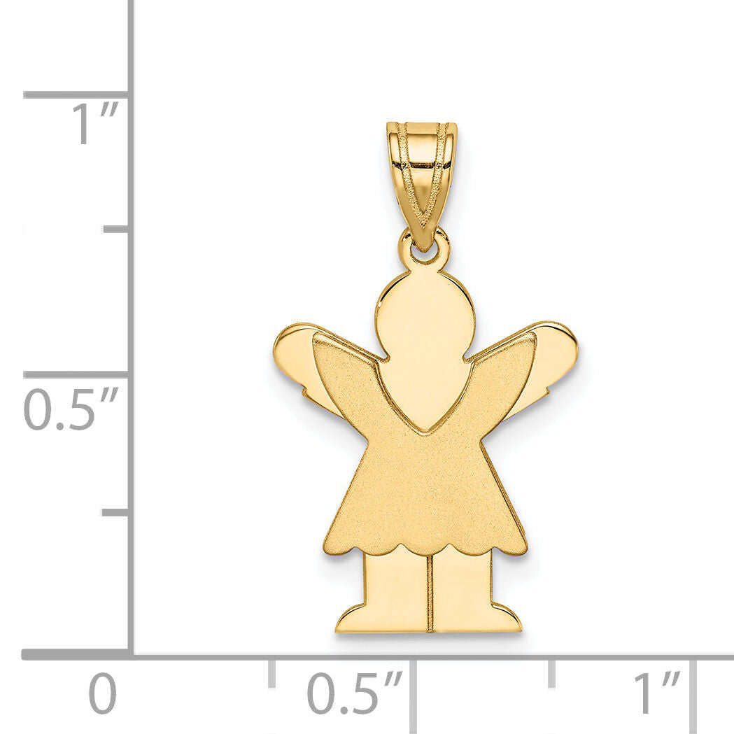 14k Satin Engravable Girl w/Ruffled Skirt Charm-XK349